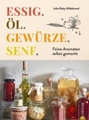 Feinkost Homemade: Für das gewisse Etwas auf dem Teller! Entdecken Sie die Kunst der Aromen und verfeinern Sie Ihre Küche mit unserem Kochbuch "Essig. Öl. Gewürze. Senf." Mit 100 feinen Rezepten für Öle, Essig, Senf und Gewürzmischungen wird jeder Koch zum Gourmet. Egal, ob Sie Bergamotteöl über Ihre Pasta träufeln, Yuzuessig oder Peperonisenf als Basis für ein Dressing verwenden oder Espressopfeffer auf Ihrem Steak genießen - mit unseren Rezepten werden Sie Ihre Sinne auf eine unvergessliche Geschmacksreise schicken und ein "durchschnittliches" Gericht aufzuwerten. In Küchen von Feinschmeckern sollten solche spannenden Aromaten nicht fehlen und das Beste ist, dass Sie sie alle selbst herstellen können! Verfeinern Sie Ihre Speisen mit selbstgemachten Gewürzmischungen und Ölen. Egal, ob Sie Ihre eigene Essigmutter herstellen oder Senf selber machen möchten - unser Buch zeigt Ihnen, wie es geht. Foodies lieben es, mit Aromen und Zutaten zu experimentieren und mit selbstgemachten Zutaten Speisen zu verfeinern. Dieses Kochbuch zeigt Ihnen, wie Sie feinste Öle, Essig, Senf und Gewürzmischungen ganz einfach selbst herstellen können. Also zögern Sie nicht länger und erweitern Sie Ihr kulinarisches Repertoire. Oder kaufen Sie unser Kochbuch als besonderes Geschenk für Feinschmecker, Hobbyköche und Fans von Food Pairing und Flavour Pairing.