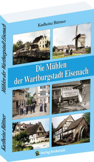 Autor Karlheinz Büttner mit Unterstützung von Harald Rockstuhl und Berd Siedentopf, Taschenbuch, A5, 228 Seiten mit 229 Abbildungen. Die Geschichte von 38 Mühlen in und um Eisenach: Die Mühlen an der Nesse Die Neue Mühle Die Pulvermühle Die Nessemühle Hörsel- oder Stadtmühlgraben Die Papiermühle am Rothenhof Das Eisenacher Papier und seine Wasserzeichen Die Bleiweißfabrik des Gustav Dietel (Dietelsau) Die Schwerspatmühle Bahnhofstraße 52 Die Obermühle / Farbenfabrik Arzberger, Schöpff & Co. Die Untermühle Die Lohmühle hinter der Untermühle Die Burgmühle Schellerische Mühle vorm Nadeltor Hauptens, Hauptische, Heydenreichische oder Harseimsche Mühle Die Graue Mühle Die Hospitalmühle / Grüne Mühle Die Weiße Mühle / Krebsmühle Die Spittelmühle Die Öl- und Walkmühle neben der Weißen Mühle Die Kammgarnspinnerei – ein Stück Eisenacher Industriegeschichte Die Große Nadelmühle Kleine Nadelmühle, später Ölmühle Die Mühle unter dem Gange Die Walkmühle unter der kleinen Nadelmühle Der Kupferhammer / Herrenmühle Die Lohmühle unter der Herrenmühle Die Walkmühle am Lohmühlenweg Harseims Mühle an der Kasseler Straße Die Bachmannsche Ölmühle gegenüber der Rasenmühle Die Rasenmühle bei der Spicke (Eselsmühle) Waltherische, Kaiserische Spicken- und Pabstische Öl- und Walkmühle Die Ziegelsrasenmühle Die Mühlen in den eingemeindeten Dörfern Die Berterodaer Mühle Die Hörselmühle Hörschel Die Neuenhofer Mühle Die Bockwindmühle Neukirchen Die Hörselmühle Stedtfeld Die „Alte Mühle“ in Stockhausen Eine Mühle in Stregda ? Die Werramühle Wartha