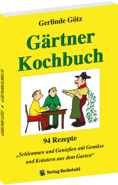 96 Seiten, Gerlinde Götze, mit Zeichnungen von Rolf Westerhoff, 94 Rezepte ÜBER DAS BUCH: Dieses Kochbuch widme ich den fleißigen Berufs- und Hobbygärtnern sowie -gärtnerinnen und allen Gartenfreunden in unserem Lande. Es enthält neue Ideen und soll Anregung zum geselligen Beisammensein, zur Gestaltung von Festlichkeiten oder einer großen Gartenparty im Familien- und Freundeskreis sein. Das jährliche Gärtnerleben beginnt mit Plänen für die neue Saison und dem Anbau. Nach dem Säen, Pflanzen, Gießen und Pflegen kann man sich das ganze Jahr über von dem guten Gedeihen im Garten überzeugen. Mit der Ernte ist die Freude an der Verarbeitung der vielfältigen Erzeugnisse aus den Gemüse-, Obst- und Kräutergärten verbunden. Ob zum Sofortverzehr, konserviert oder gefrostet: Sie können immer etwas Leckeres auf den Tisch bringen. Auch Kochbuchsammler können von den vielfältigen und bunten Kochrezepten profitieren. INHALTSVERZEICHNIS: Januar 7 Quer durch die Beete 8 Duftschnee 9 Eisblumen 9 Vogelhochzeit 10 Februar 11 Gärtners Winterhäckerle 12 Gartensuppe 13 Kalte Füße 14 Verzauberter Schnee 15 März 16 Märzenbecher 17 Wiesenzauber 17 Schneeglöckchen 18 Bissige Gärtnerin 18 Bärenstarker Gärtner 19 Frischkäse-Dip 19 April 20 Kohlgeflüster 21 Schnüffeleien am Stock 22 Frühlingsphantasien 23 Wildfänger-Dip 24 Blaues Erwachen 24 Mai 25 Spießsüppchen 26 Gurr-Gurr-Süppchen 27 Gartenzaun 28 Häschen im beerigen Rahm 29 Männertreu 30 Donnerwetter 31 Wiesenhütchen mit Geschrei 32 Versteckspielereien 32 Schlafmützchensoße 33 Gekrümeltes 34 Buddel-Bleichstängel 34 Seerose 35 Quellwasser 36 Juni 37 Streicheleinheiten 38 Zaubertaler 39 Tierisches am Zaunspfahl 40 Moonlight-Topf 41 Schilfbett 42 Maulwurfshaufen 42 Strammer Bursche 43 Heuhaufen 44 Zartgrünes 44 Nussige Verführung 45 Liebesgeflüster 46 Juli 47 Verzauberte Liebesrolle 48 Wiesensüppchen 49 Geschnetzelte Stängel 50 Kikeriki 51 Ringelblümchen 52 Schubkarre 53 Einschleichfrüchtchen 54 Blaublütler 55 Wuschelkopf 55 Süße Enthüllung 56 Stinkerzehen 56 Gartenteiche 57 Zauberbrunnen 58 August 59 Beeriges 60 Fruchtiger Spaß 60 Keuliges 61 Windlicht 62 Vogelnester 63 Kompostschläfer 64 Gartenschlauch 65 Spaten 66 Starkes Wasser 66 Sauerwasser 67 Lieblichmacher 68 Liebliches Wasser 69 Herzhaftmacher 69 Starkmacher 70 Kraftwasser 70 September 71 Bachwunder 72 Sellerieröschen 72 Festringel 73 Knackiges 74 Partykürbis 75 Oktober 76 Verführerische Eva 77 Scharfer Adam 77 Sonnenblumen 78 Rasenmäher 78 Farbtupferl 79 Lichtblicke 80 Paradiesisches 80 Wurzelblume 81 Blumenkränzchen 81 November 82 Ochse im Wurzelgemüse 83 Reste in der Pfanne 84 Maulwurfskneipe 85 Beblätterte Äpfel 86 Dezember 87 Fremdgänger 88 Kuschelig und Warm 89 Rutschpartie mit Hindernissen 90 Schwarzer Kater 91 Schwedenpunsch 92 Sachregister Fachbezeichnungen 93 Sachregister Phantasienamen 94