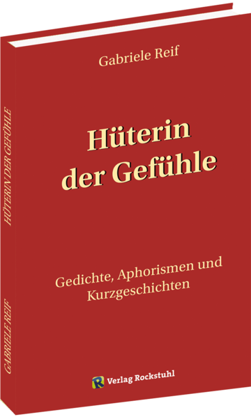 Autorin Gabriele Reif, Festeinband 112 Seiten mit 64 Abbildungen. ÜBER DAS BUCH: Die Impulse der Zeit wahrnehmend entstand das Buch „Hüterin der Gefühle“. Die vielen Arten der Gefühle zeigen, wie tiefgreifend sie Gedanken und das Leben beeinflussen. Diese wurden in Texten zu poetischen Bildern verarbeitet. Es entstanden Gedichte, Aphorismen und Kurzgeschichten. Das Buch greift starke Emotionen und Schwingungen zwischen den Menschen auf und stellt eine Verbindung zwischen Realität und Fiktion her.