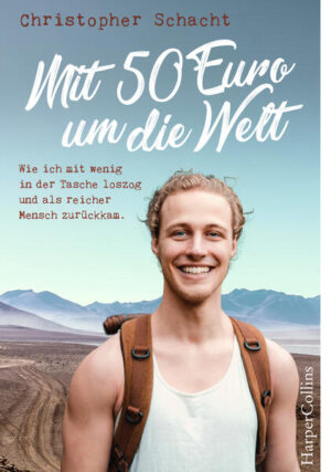 Vier Jahre, 45 Länder, 100.000 Kilometer - und ein Überraschungserfolg! Christopher Schacht ist erst 19 Jahre alt und hat gerade sein Abi in der Tasche, als er eine verrückte Idee in die Tat umsetzt: Mit nur 50 Euro »Urlaubsgeld« reist er allein um die Welt. Nur mit Freundlichkeit, Flexibilität, Charme und Arbeitswillen ausgestattet, ohne Flugzeug, ohne Hotel, ohne Kreditkarte. Humorvoll und mitreißend erzählt Christopher Schacht von seinen unglaublichen Erlebnissen und verrät, was er unterwegs über das Leben, die Liebe und Gott gelernt hat. Eine faszinierende Story, die Lust macht, Neues zu wagen und seine Träume zu leben! Ein echter Pageturner fürs nächste Reisegepäck. "Christopher Schacht ist der "Journeyman", der [...] immer Saison hat, solange es die Sinnsuche gibt." Die Welt "Das Buch ist großartig!" Sat.1-Frühstücksfernsehen "Ein echtes Abenteuer, zumal er erst 19 war, als er losgezogen ist, und 23 bei seiner Rückkehr." NDR Das!, Bettina Tietjen "Nach seinem Abitur wollte Christopher Schacht raus aus seinem Hamsterrad in Deutschland und etwas Neues erleben. Und ohne viel vorwegzunehmen: Das hat er geschafft!" RTL Next