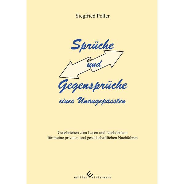 Diese Arbeit enthält „Sprüche und Gegensprüche“, die im Verlaufe der letzten 50 Jahre als Nebenergebnis eines über die berufliche Arbeit hinaus querdenkenden Naturwissenschaftlers geschrieben worden sind. Sie widerspiegeln in kurzen Sätzen die Irrungen und Wirrungen des menschlichen Denkens in zahlreichen Bereichen des privaten und gesellschaftlichen Lebens. Die Sprüche werden in Themenfeldern dargeboten (z. B. Arbeit und Arbeitslosigkeit, Denken und Verstand, Jugend und Alter, Lebenserkenntnisse, Politik und politisch, Wahrheit und Lüge usw.), wodurch die mentale Aufnahme und geistige Verarbeitung der Minitexte erleichtert wird. Das Material eignet sich aber auch sehr gut zum ungezielten Durchblättern mit kurzfristigem Verweilen bei interessierenden Themen sowie zum zeitlich begrenzten Umschalten von aufreibender Tagesarbeit auf andere Lebensfelder.