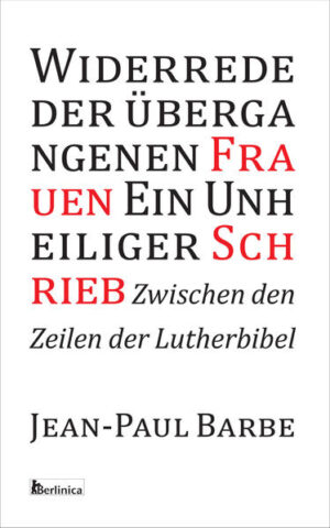 »Hier liest einer - Kulturchrist und »Gast in der deutschen Sprache« (Franz Kafka) - die biblischen Szenen neu, fasziniert und entsetzt von den Lücken im alten Text. Er sieht ein prächtiges Chaos in lutherscher Diktion, in dem Widersprüche wie Wunden klaffen. Er will nicht dagegen, er muss darein schreiben und die Überlieferung unterwandern. Jean-Paul Barbe nimmt sich der »Übergangenen« an, der flüchtig erwähnten oder namenlosen Frauen im Alten Testament. Er spinnt ihre verschwiegenen Geschichten fort, rein und unrein nicht trennend. In den Unzulänglichkeiten und Misstönen will seine Kontrafaktur eine Gedankenwelt entdecken, eine unerkannte Dimension der Erfahrung.« Volker Braun