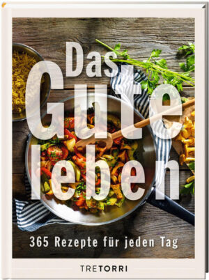 LECKERES FÜR JEDEN TAG Ein Jahr lang jeden Tag etwas Neues in der Küche zaubern? Ja, das geht! „Das Gute leben“ sorgt mit 365 kreativen Rezepten täglich für neue Geschmackserlebnisse. Von Klassikern wie Rinderrouladen und Sauerbraten bis zu Trendgerichten wie Pulled-Pork-Burger und Süßkartoffelpommes findet man in diesem Buch alles. Übersichtlich nach Kapiteln wie z. B. Salat, Fleisch und Pasta sortiert und mit vielen ansprechenden Fotos, machen die Gerichte Lust aufs Ausprobieren.