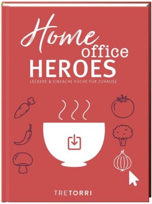 LECKERE HELDEN FÜR DEN BÜRO-ALLTAG ZUHAUSE Hier ist der Buchtitel Programm: Homeoffice Heroes ist die kulinarische Hilfe für alle gestressten Berufstätigen im Büro zuhause. Schließlich stellt uns dieses vor ganz neue Herausforderungen, fällt doch der Gang zur Kantine weg. Wer auf der Suche nach leckeren, inspirierenden und schnellen Rezepten für die Mittagspause ist, wird hier definitiv fündig. Das Buch trumpft dabei mit einer bunten Rezeptvielfalt auf, die von klassisch bis modern alles bereithält und dabei der ganzen Familie schmeckt: Köstliche Pastagerichte, schnelle Wraps, Burger und Bruschetta-Variationen für jeden Tag. Der neue Alltagsheld für die Home Office Zeit in Buchform!