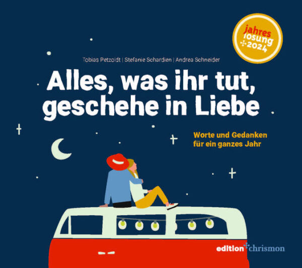 Lass dich von Gottes Liebe leiten: das Begleitbuch zur Losung 2024 Das charmant illustrierte Lesebuch beleuchtet die Jahreslosung 2024 »Alles, was ihr tut, geschehe in Liebe« in all ihren Facetten. Stefanie Schardien, Andrea Schneider und Tobias Petzold nähern sich der Weisheit der Losung in Gedanken und Geschichten. Mal besinnlich, mal witzig, aber immer voller Herzenswärme erzählen sie von der Kraft und der Hoffnung, die wir aus diesem Bibelvers schöpfen können. Denn die Liebe hält alles zusammen: Daran erinnert der Apostel Paulus seine Gemeinde in seinem ersten Brief. - Ein Geschenkbuch, das Leser und Leserinnen und Leser und Leserinnen und Christen aller Konfessionen. Für 2024 wurde von der Ökumenischen Arbeitsgemeinschaft für Bibellesen »Alles, was ihr tut, geschehe in Liebe« aus dem 1. Korintherbrief im Neuen Testament (1 Kor 16,14) ausgewählt. Das Buch zur Jahreslosung lädt Sie dazu ein, den Bibelvers im eigenen Rhythmus zu erkunden. Noch mehr Inspiration schenken der Taschenkalender sowie der Tischkalender zur Jahreslosung »Alles, was ihr tut, geschehe in Liebe. Kalendertagebuch«. Und mit einem lieben handschriftlichen Gruß auf der passenden Klappkarte können Sie die Freude und die Jahreslosung weiter verbreiten!