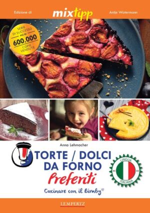 MIXI GIA’? Una festa in ufficio, un compleanno dei bambini, la visita dalla nonna per una chiacchierata - e sempre ci attira il buffet di torte e pasticcini! Cosa sarebbe una vita senza torte? Senza senso - tutto il team di MIXtipp è d’accordo su questo. In questo volume abbiamo raccolto le più belle ricette della nostra fata pasticcera Anna Lehmacher. Lei ci ha preso per mano e ci ha condotto nel mondo delle sue torte e dolci preferiti. Insieme abbiamo testato e assaggiato e siamo stati ammaliati di tutta la pasticceria prodotta da noi. Ora vorremmo trasmettervi la passione di Anna per la pasticceria! Pertanto trovi qui oltre le favolose ricette tante preziose informazioni riguardo alle singole varietà degli impasti, dall’impasto classico per dolci al pandispagna fino alla pasta lievitata. Suggerimenti e trucchi per acquisire la dimestichezza, garantiranno che la prossima volta niente sarà bruciacchiato. Addolcisci il prossimo compleanno dei bimbi con la torta di meringa - sarà un successone! Prova a realizzare le torte da sogno come la torta della Foresta Nera e delizierai così tua nonna! Ed i tuoi colleghi ti ameranno per la tua torta di carote, che offrirai per la tua festa di inizio lavoro! Come sempre vale: tutte le torte si fanno come per magia con il TM5® od il TM31®. Ogni tipo di impasto riesce facilmente come per gioco, mentre tu puoi pensare già alla farcitura o la glassa. Ti auguriamo tanta gioia mentre prepari e gusti le tue prelibatezze!