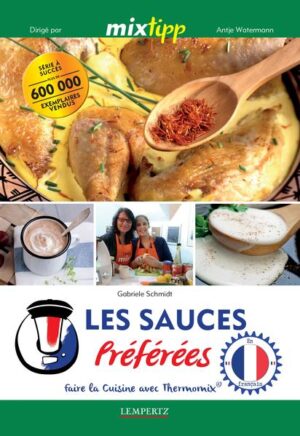 MIXES-TU DÉJÀ ? Fini avec les sauces préparées ! Dès maintenant, tu peux réaliser toi-même tes rêves de sauces avec Thermomix® ! Une discipline reine de la cuisine : Seulement la sauce transforme un repas simple en mets délicat, un repas traditionnel est une délicatesse ! Mais il y a sauces et sauces - où une variante complète parfaitement ton plat de poisson, l‘autre est très bonne aux plats de viande. Pour des légumes et le gibier il y a de nouveau des autres sauces idéales et pour des desserts on demande naturellement quelque chose de doux. Confusion dans la jungle des sauces ? Alors, tu es parfaitement servi avec notre MIXtipp : SAUCES PRÉFÉRÉES ! Ici Gabriele Schmidt avec l‘équipe MIXtipp te introduit aux tous les secrets de la bonne cuisine de sauce. En partant de la base du fond maison, le voyage culinaire va de la sauce Béchamel classique sur la sauce de tomates italienne jusqu‘à la fine sauce au chocolat : Plus de 40 de recettes les plus différentes avec lesquelles tu peux créer en même temps le couronnement de ton plat de poisson, plat de viande, plat de légumes ou plat de gibier grâce au TM 5® ou TM 31® ! Les Mixtipps individuels et les recommandations aident à la recherche de la sauce optimale pour ton repas !