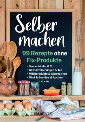 Selbermachen boomt - ob Gemüsebrühe, Limonade, Senf oder Ketchup - in der Küche wird wieder fleißig gerührt und gekocht. Wer einmal mit dem Selbermachen angefangen hat, wird überrascht sein, wie simpel manche Dinge selbst herzustellen sind: zum Beispiel ein Tortenguss oder ein Brausepulver. Und wer dann so richtig auf den Geschmack gekommen ist, kocht nicht nur selbstverständlich Obst und Gemüse ein, sondern gibt sich vielleicht auch einmal an aufwendigere Projekte wie Quark oder Ricotta, bevor er zur Kür einen eigenen Essig ansetzt. Dieses Buch bietet eine Sammlung von 99 Grundrezepten, die anregen sollen, kreativ und innovativ in der eigenen Küche, Produkte, die man gewohnt ist zu kaufen, auch mal selber zu machen. Selbermachen schont den Geldbeutel, ist gesund und nachhaltig und macht Spaß! Also ab in die Küche und los geht’s!