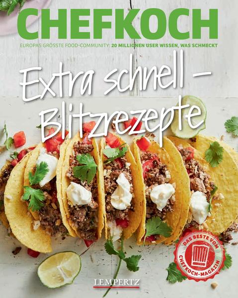 Unter der Woche muss es einfach schnell gehen - wer hat schon Lust, nach einem langen Arbeitstag noch viel Zeit in der Küche zu verbringen? Und im Homeoffice ist man glücklich, wenn man ein Mittagessen zur Hand hat, was schnell und einfach, mit nur wenigen Zutaten, frisch selbst gekocht ist. Für all diese Gelegenheiten braucht man abwechslungsreiche Rezepte, die eines garantieren: Sie sind ratz-fatz zubereitet - mehr als 30 Minuten werden nie benötigt! Genau solche Rezepte wurden für diese Buch ausgewählt. 50 vielseitige Rezepte aus dem CHEFKOCH-Magazin, die beweisen, dass schnell und superlecker beim Kochen wunderbar harmonieren. Und idealerweise kommen die allermeisten Rezepte auch mit sehr wenigen frischen Zutaten aus viele Zutaten kann man aus dem Vorrat nehmen! Der frischen Küche unter der Woche steht nichts mehr im Weg! ® Lizenz der Marke CHEFKOCH durch CHEFKOCH GmbH eine 100 % Tochter der Gruner + Jahr Deutschland GmbH - Alle Rechte vorbehalten