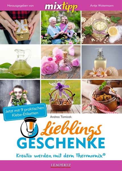 „Kleine Geschenke erhalten die Freundschaft!“ Ob Weihnachten, Geburtstagsfeier, Gartenparty oder der Anstandsbesuch bei der Großtante - ein Mitbringsel erwärmt jedem Beschenkten das Herz und knüpft Bande. Doch oft fehlt einem die zündende Idee für das passende Geschenk: Was also tun? Nicht verzagen, Team MIXtipp fragen. In diesem Band haben wir die schönsten Do-it-yourself-Kreationen von Andrea Tomicek zusammengestellt. Hier findest du originelle Geschenkideen, die du ratzfatz Zuhause mit deinem Thermomix selbst nachmachen kannst. Vom fruchtigen Orangenöl über das Tomaten-Relish, verschiedene Kuchen im Glas bis hin zum Rosenlikör und sogar Wohlfühlprodukten wie dem Orangenhaut-Kaffee-Peeling ist hier alles vertreten. Mit all diesen hausgemachten, wunderbaren Produkten kannst du in Zukunft Freunde, Familie und Kollegen beeindrucken und begeistern! Wie immer gilt: Alle Geschenke kannst du im TM 5 und TM 31 spielend leicht herstellen. Wir wünschen viel Spaß beim Ausprobieren, Verschenken und Freude bereiten!