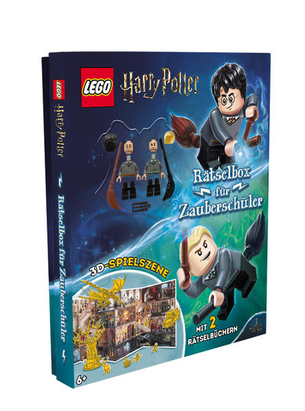 Spielspaß in der Welt von Harry Potter Ein interaktives Erlebnis für junge Hogwarts- Fans Die LEGO® Harry Potter™ „Rätselbox für Zauberschüler“ lädt Kinder dazu ein, in die Wizarding World einzutauchen. In dem außergewöhnlichen Format wird mit einer detailgetreuen 3D- Spielszene zum Herausnehmen und zwei Rätselbüchern die Zaubereischule lebendig. So steht jungen Fans nichts im Weg die außergewöhnlichsten Orte der kultigen Harry Potter Filme zu entdecken. Mit den liebevoll handgezeichneten Illustrationen und den beiden LEGO® Minifiguren „Harry Potter“ und „Draco Malfoy“ können die Kinder die actionreichen Szenen aus den Filmen im eigenen Kinderzimmer nachstellen. Der LEGO® Humor, die aufstellbare, von zwei Seiten bespielbare, Spielkulisse und die abwechslungsreichen Spielelemente versprechen ein intensives Spiel- und Leseerlebnis für junge Zauberlehrlinge. Die Rätselbox ist für Kinder ab sechs Jahren geeignet. Copyright © 2020 Warner Bros. Entertainment Inc. WIZARDING WORLD characters, names, and related indicia are © & ™ Warner Bros. Entertainment Inc. WB SHIELD: © & ™ WBEI. Publishing Rights © JKR. (s20) LEGO, the LEGO logo, the Brick and Knob configurations and the Minifigure are trademarks of the LEGO Group. ©2020 The LEGO Group. Produced by AMEET Sp. z o.o. under license from the LEGO Group