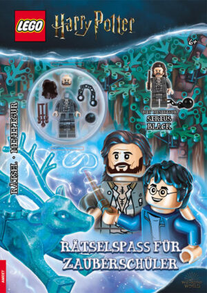 Magische Rätselabenteuer aus Hogwarts - mit LEGO® Minifigur „Sirius Black“ Fantastische Rätsel mit Harry Potter, Hermine Granger und Ron Weasley, inspiriert von ih- ren Abenteuern in den Filmen, wartet auf kleine LEGO® Harry Potter™ Fans. Zusammen mit der Minifigur „Sirius Black“ können Fans aufregende Missionen erfüllen und knifflige Aufga- ben lösen. Handgezeichnete Szenen aus den Harry- Potter- Filmen lassen die Welt von LEGO Harry Potter lebendig werden. Das Rätselbuch eignet sich hervorragend für Kinder ab 6 Jahren. Copyright © 2021 Warner Bros. Entertainment Inc. WIZARDING WORLD characters, names, and related indicia are © & ™ Warner Bros. Entertainment Inc. WB SHIELD: © & ™ WBEI. Publishing Rights © JKR. (s20) LEGO, the LEGO logo, the Brick and Knob configurations and the Minifigure are trademarks of the LEGO Group. ©2021 The LEGO Group. Manufactured by AMEET Sp. z o.o. under license from the LEGO Group.