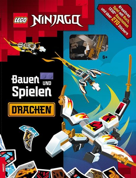 Die Drachen sind los! Box mit LEGO® Bausteinen und Stickern Jetzt wird es heiß! Die Drachen aus dem LEGO® NINJAGO® Universum erwachen mithilfe treuer Ninja- Fans zum Leben. In dieser Box erleben Ninja- Fans den ultimativen Bauund Spielspaß. Aus den enthaltenen 49 LEGO® Bausteinen können sie drei verschiedene Modelle eines Drachen zusammenbauen und diese nach ihren Vorstellungen mit über 270 coolen Stickern gestalten. Der Fantasie sind hierbei keine Grenzen gesetzt. Auch Eltern können hier gemeinsam mit ihren Kindern kreativ werden. Dazu bietet das ebenfalls beiliegende Buch unter anderem spannende Infos zu den Ninja und ihren Elementardrachen sowie feurige Rätsel. Kinder ab 6 Jahren werden mit dieser abwechslungsreichen Box viel Spaß haben. Sowohl kleine Baumeister als auch Rätselfans kommen dabei voll auf ihre Kosten. LEGO, the LEGO logo, the Brick and Knob configurations, the Minifigure and NINJAGO are trademarks of the LEGO Group. ©2022 The LEGO Group.