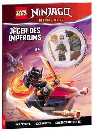 Ein Drachenjäger auf Mission mit LEGO® Miniset „Jäger des Imperiums auf Speederbike“ LEGO® NINJAGO®- Fans können das Imperium im neuen Rätselheft einmal von der anderen Seite kennenlernen. In diesem Rätselheft begleiten Leser und Leserinnen ausnahmsweise keinen unserer bekannten Ninja- Helden, sondern blicken mit Drachenjäger Nr. 29 hinter die Kulissen des Imperiums. Auch Drachenjäger müssen Rätselmissionen lösen und dabei können NINJAGO- Fans unterstützen. Lloyd und seine Schüler Sora und Arin sind ebenfalls Teil der Abenteuer. Mit dem enthaltenen Miniset „Jäger des Imperiums auf Speederbike“ können Geschichten nachgespielt werden. Neben einer aufregenden Geschichte und lustigen Comics, die dem typischen LEGO- Humor treu bleiben, können außerdem wieder zahlreiche Rätsel gelöst werden. Mit „Jäger des Imperiums“ ist Spielund Rätselspaß für Kinder ab 6 Jahren vorprogrammiert. LEGO, the LEGO logo, the Brick and Knob configurations, the Minifigure and NINJAGO are trademarks of the LEGO Group. ©2024 The LEGO Group.