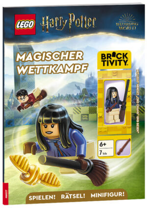 Ein unvergesslicher Quidditch-Wettkampf mit LEGO® Miniset „Cho Chang und Quidditch-Zubehör“ Auf LEGO® Harry Potter™-Fans wartet ein neues Rätselabenteuer mit Cho Chang, Harry und seinen Freunden. Fans von Harry Potter™ können sich auf neue Rätsel rund um Hogwarts™ und Quidditch freuen. Welches Haus entscheidet das Spiel für sich? Welcher Spieler sticht heraus und kann den Sieg für sein Team entscheiden? Wer spannende Rätsel mag, der kommt in diesem Rätselbuch auf seine Kosten. Mit dem LEGO Miniset „Cho Chang und Quidditch Zubehör“ können beliebte Szenen aus den Filmen nachgespielt werden. Das neue Rätselbuch eignet sich wunderbar für Kinder ab 6 Jahren. LEGO, the LEGO logo, the Minifigure anf the Brick and Knob configurations are trademarks of the LEGO Group. ©2024 The LEGO Group. WIZARDING WORLD and all related trademarks, characters, names, and indicia are © & ™ Warner Bros. Entertainment Inc. WB SHIELD: © & ™ WBEI. Publishing Rights © JKR. (s23)