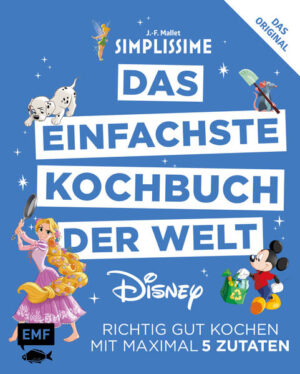 So einfach war Kochen für die ganze Familie noch nie - Disney-Helden am Herd „Das einfachste Kochbuch der Welt: Disney“ vereint das Prinzip der bekannten Simplissime-Reihe mit der sonst eher schwierigen Frage: Was koche ich heute, was den Kindern schmeckt? Dieses Kochbuch löst dieses Problem! Der Autor Jean-Francois Mallet bietet einfache Rezepte für die ganze Familie, präsentiert von den Helden aus den beliebtesten Disney-Filmen. So kommen zum Beispiel ganz unkompliziert Mulans Frühlingsrollen, Susi und Strolchs Fleischbällchen und Olafs Kokos-Schneebälle auf den Teller. Gesund und schnell können 100 Gerichte mit maximal sechs Zutaten auf Basis von praktischen Fotos und präziser Anweisungen nachgekocht werden. Lieblings-Figuren aus „Die Eiskönigin“, „Cars“, „Ratatouille“ und „Coco“ ziehen jetzt in die heimische Familien-Küche ein.