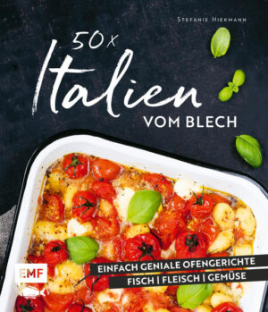 Bella Italia vom Blech! Einfach geniale Ofengerichte mit dem aromatischen Geschmack Italiens sind nun ganz schnell zubereitet. Die 50 innovativen Rezepte für Antipasti, Fisch und Fleisch, Pizza und Pasta sind schnell vorbereitet und lassen während der Zubereitung im Ofen Zeit für die Familie und Freunde. So entstehen im Handumdrehen Auberginen-Antipasti, Lachsfilet mit Kapern und Spinat, Hackbällchen in Tomaten-Cherry-Rotweinsoße und Fenchel-Orangen-Lasagne. Entspanntes Vorbereiten, wenig Abwasch - mediterraner Genuss vom Blech war noch nie so einfach und lecker!