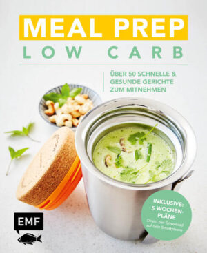 Be prepared - die meisten Mittagspausen-Snacks werden von Zuhause mitgebracht! "Meal Prep Low Carb" präsentiert 50 fixe Rezepte für gesunde Mahlzeiten mit wenigen Kohlenhydraten, die schnell gezaubert sind. Die Gerichte zum Mitnehmen für die Wohlfühl-Mittagspause können dank der Essens- und Einkaufsplanung ohne Stress zubereitet werden. Die fünf Wochenpläne bestechen durch abwechslungsreiche und leckere Gerichte, die sich vorkochen lassen. Stressfrei und gesund - mit der Low-Carb-Pause entspannt durch den Arbeitstag!