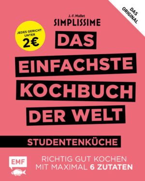 Günstig und schnell muss sie sein - die perfekte Studentenküche. Aber an Raffinesse und Geschmack darf es ihr trotzdem nicht fehlen. Mit „Das einfachste Kochbuch der Welt: Studentenküche“ gehören ungesunde und schnöde Mahlzeiten der Vergangenheit an. Jedes Gericht kostet weniger als zwei Euro und schont so auf clevere Art und Weise den Studentengeldbeutel. Durch die anschaulichen Zutatenfotos und die extrapraktische Aufmachung ist das Buch ideal für Kochanfänger. Im stressigen Unialltag können mit maximal sechs Zutaten leckere und schnelle Gerichte gezaubert werden - u.a. Tortellini mit Rosmarinbutter, Sommerrollen mit Thunfisch oder Hähnchen-Cheeseburger mit Rucola. Da die Rezepte auch in der kleinsten Küchennische gelingen, ist das Buch mit über 100 Rezepten die perfekte Geschenkidee zum Semesterstart. Bon appétit!