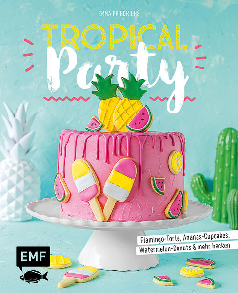 If you like Pina Colada! Die tropische Themenwelt rund um Ananas, Flamingo und Sukkulenten zieht jetzt auch in die Backstube ein! Egal, ob Tropical-Drip-Cake, Wassermelonen-Donuts, Sukkulenten-Cupcakes oder Ananas-Kekse - die über 20 fruchtig-bunten Rezepte in diesem Buch bringen Farbe und Karibikfeeling auf die Kaffeetafel! Kaktus-Churros, Maracuja-Mini-Gugelhupf und Royal-Icing-Kekse in unterschiedlichen Formen sind nur einige der tropischen Gute-Laune-Rezepte. Neben fantasievollen Ideen für Torten, Cupcakes, Kekse, Kuchen und mehr runden zusätzliche Rezepte für kühle Granitas, bunte Smoothies und exotisches Eis am Stiel das farbenfrohe Backbuch ab. Ein informativer Grundlagenteil, erklärende Stepbilder bei aufwendigeren Projekten wie mehrstöckigen Torten und Download-Links für Girlanden und Cake Topper machen die Tropical Party komplett. What a feeling!