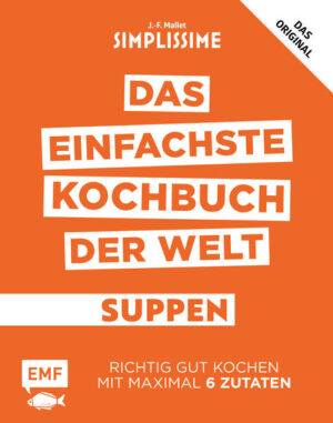 Echter Soulfood wärmt von innen! Da darf ein Suppenbuch in der Reihe „Das einfachste Kochbuch der Welt“ von Bestsellerautor Jean-Francois Mallet nicht fehlen. Mit dem praktischen Simplissime-Prinzip - maximal 6 Zutaten und einem leicht erfassbaren Layout - können ganz einfach richtig gute Suppen gekocht werden. Die Rezepte reichen von klassisch bis extravagant - von Gemüsesuppen über herzhafte Eintöpfe bis zu Suppen mit Fischeinlage. Mit 45 cremigen und leichten Rezepten ist das Buch der perfekte Begleiter für jede Saison. Im Herbst bietet sich eine schmackhafte Kürbissuppe an, im Winter die überbackene Zwiebelsuppe, im Frühling der Kohleintopf und im Sommer die Minestrone. Denn Suppe schmeckt das ganze Jahr über!