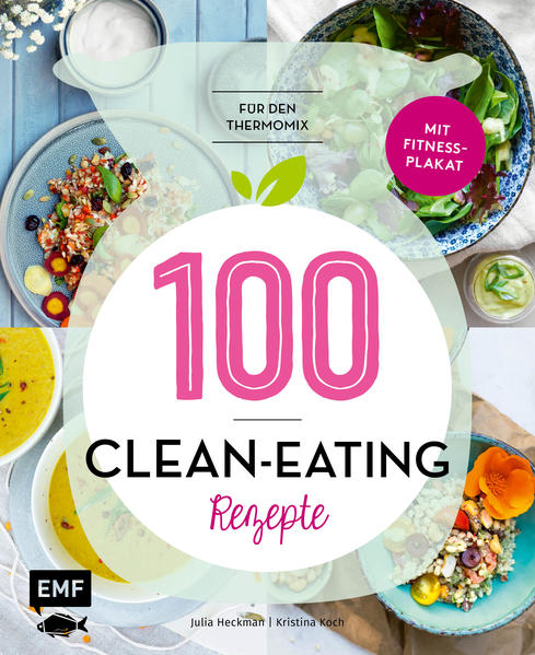 Die Frische-Revolution für die Thermo-Küchenmaschine! Kochen mal anders - ein modernes Kochbuch für anspruchsvolle Thermo-Küchenmaschinen-Liebhaber! Die Autorinnen Kristina Koch und Julia Heckmann präsentieren in „100 Clean-Eating-Rezepte für den Thermomix"“ frische, spannende Gerichte: 100 aufregend-neue Rezepte wie Kokos-Matcha-Smoothie, Spinat-Artischocken-Suppe, Reisnudelsalat mit Koriander, Zitronen-Risotto mit Walnüssen und Ziegenkäse bringen den Geschmack der weiten Welt auf den Tisch. Speziell gekennzeichnete Gerichte für Vegetarier, Veganer und Menschen mit Laktose- und Glutenunverträglichkeit erleichtern die Zubereitung. Die hochwertige Ausstattung und die modernen Food-Fotos geben Tag für Tag Inspirationen für einen ausbalancierten Ernährungsplan. Das beiliegende Fitnessposter mit einem 4-Wochen-Workout-Plan geben eine Anleitung für einen ganzheitlichen Lifestyle.