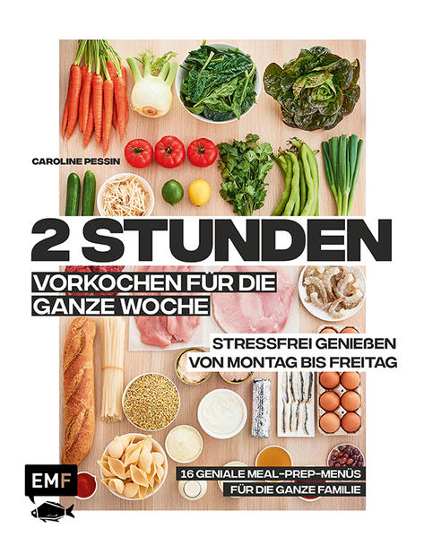 Der Klügere kocht vor. Die wichtigste Waffe in der Küche ist die Vorratsdose: mit nur 2 Stunden Vorkochen am Wochenende kann jeder die ganze Woche Selbstgekochtes genießen. Caroline Pessin präsentiert Meal Prep in seiner schönsten Form. Die Wochenpläne mit insgesamt 111 saisonalen Gerichte mit einem Hauch französischer Haute Cuisine - darunter Kichererbsenburger, Teigtaschen mit Ziegenkäse, Ochsenbäckchen und Fischfrikassee - sind so strukturiert, dass der Einkauf und die Menüplanung unkompliziert und stressfrei ist. Am Wochenende werden die Gerichte vorbereitet, pro Tag gibt es dann nur noch die Hinweise zur Finalisierung und was wann aufgetaut werden muss. So spart man Geld und Nerven und hat mehr Zeit für die schönen Dinge im Leben.