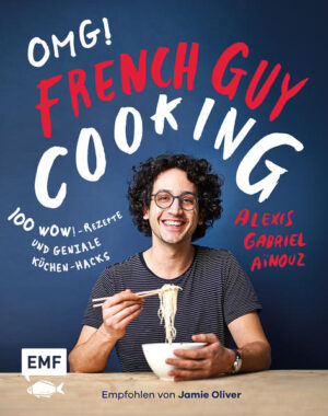 French Guy Cooking - verrückt, charmant und absolut begeisternd! Der YouTube-Kanal "French Guy Cooking" sorgt international für Furore. Über 800.000 Fans freuen sich Woche für Woche auf die neuen Küchenexperimente des sympathischen Franzosen aus London. Der Mann hinter dem YouTube-Kanal ist Alex, für den die Freude und der Spaßfaktor beim Kochen am Wichtigsten ist. Er liebt es, neue Kreationen auszuprobieren und in seiner Küche mit allen vorhandenen Materialien zu experimentieren. In seinem Buch präsentiert er seine 100 absoluten Lieblingsgerichte. Die Rezepte sind das Beste aus Alex' kreativer Fusionsküche, vereinen unterschiedliche Kochkünste und reichen von französischer Hausmannskost wie Zwiebelsuppe, Quiche Lorraine und Tarte au Chocolat über Klassiker wie Burger oder Pancakes bis hin zu Ramen-Suppen oder Bowls. Ohne Scheu und mit grenzenlosem Erfindergeist erzeugt er das Optimum an Geschmack. Nicht ohne Grund ist er Teil der Food-Tube-Familie von Starkoch Jamie Oliver, von dem das Vorwort zum Buch stammt. Bei seinen kreativen und witzigen, aber immer hilfreichen Küchenhacks werden der ein oder andere Gegenstand, wie beispielsweise ein Akkubohrer, zweckentfremdet und umfunktioniert. Ein Wein-Mogel-Guide für Dummies, mit dem man garantiert die passende Weinbegleitung zu jedem Essen findet, die drei wichtigsten Messer, die in keiner Küche fehlen dürfen und zwei Zwiebelschneidetechniken - Chef-Style vs. Street Style - mögen zwar verrückt erscheinen, sind aber absolut alltagstauglich. Ob als Hobbykoch oder Profi - "French Guy Cooking" eine absolute Bereicherung!