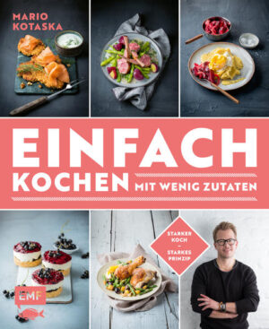 Grundzutaten + frische Zutaten = kreative Alltagsküche! Mario Kotaska gehört zu den bekanntesten und beliebtesten Sterneköchen Deutschlands! Seine lässige Art spiegelt sich auch in seiner Art zu Kochen wieder: einfach, lecker, unkompliziert - das ist seine Küche und das ist auch sein neues Buch! "Das Plus-3-Prinzip" ist denkbar einfach: Wenige Grundzutaten + 3 frische Zutaten = kreative Alltagsküche! Mit ganz kleinem Einkauf ganz viel kochen - so einfach war gesunde Ernährung noch nie! Alle Rezepte fundieren auf Basis-Warenkörben mit maximal neun Grundzutaten wie Nudeln, Reis, Milch, Eiern und anderen Standardlebensmitteln, die wirklich jeder im Vorrat hat. Dazu spendiert Mario Kotaska jedem Gericht drei eingekaufte Extra-Zutaten wie z.B. Gemüse oder Obst der Saison, ein außergewöhnliches Gewürz, ein saftiges Steak oder ein Stück Fisch und peppt so die Basics auf. Der Einkauf bleibt schön übersichtlich und eine ausgewogene Alltagsküche gelingt ganz ohne Stress selbst noch nach Feierabend. Die Themen der sechs verschiedenen Warenkörbensind beispielsweise Fit Food, Frühstück, Klassiker und Multi-Kulti. Ergänzt um je drei frische Spezial-Zutaten aus dem Einkaufskorb entstehen so im Handumdrehen 90 kreative und leckere Gerichte für jeden Tag, wie beispielsweise Avocado-Chorizo-Omelett, Zwiebelsuppe mit Croutons und Entenbrust mit Rotweinbutter. Ein Menüplaner als besonderes Extra hilft in der Planung, wenn sich Gäste ankündigen. Einfach fit, einfach gesund - das kompakte Profi-Wissen zur gesunden Ernährung inklusive Mario Kotaskas Fitness-Tipps und Küchen-Tricks runden das Buch ab. Gesund, lecker, unkompliziert und immer mit einer ordentlichen Portion Freude und Kreativität zubereitet - das ist Marios Küche, das ist „Das Plus-3-Prinzip”!