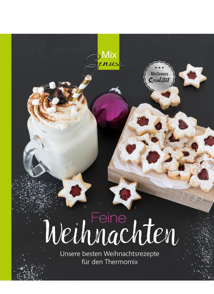 Freuen Sie sich auf die schönste Zeit im Jahr! Gerade in der Weihnachtszeit ist nichts verlockender als der Duft von selbst gebackenen Plätzchen, Lebkuchen oder fruchtigem Punsch. Weihnachten ohne süße Leckereien ist einfach undenkbar. Auf über 100 Seiten finden Sie Rezepte für: Plätzchen, Pralinen, weihnachtliche Desserts und Kuchen, Liköre und Getränke sowie selbstgemachte Geschenke. Das Buch ist eine Zusammenfassung der besten Rezepte aus unseren MixGenuss Büchern und Kalendern, exklusiv ausgewählt und garantiert lecker! - Rezeptübersicht - Plätzchen: Walnussplätzchen Butterplätzchen zum Ausstechen Feenküsse Orangenbögen Nougatkringel Nougatbusserl Snowcabs Nougatberge Spekulatius-Kipferl Gewürz-Sterntaler Nuss-Stangen Gelee-Taler Kokos-Marzipan-Makronen Mandelplätzchen Süße Vanille-Brezeln Kartoffel-Marzipan-Lebkuchen Fruchtige Spekulatiuskugeln Kardamom-Nusskipferl Schokoladige Walnusshäppchen Marzipan-Lebkuchen Traditionelle Lebkuchen Walnuss-Türmchen Aprikosen-Mandel-Stangen Geschenke & Getränke: Spekulatius-Nougat-Trüffel Rumkugeln Bezaubernde Pistazientrüffel Kokoskugeln mit weißer Schokolade Rum-Kokos-Würfel Mandelsplittertrüffel Gebrannte Mandeln Schoko-Mandeln Apfel-Calvados-Konfitüre Apfel-Marzipan-Konfitüre Cappuccinopulver mit Schokoriegel Weihnachtliches Kakaopulver Selbstgemachte Trinkschokolade Lebkuchen-Baileys Schokoladiger Weihnachtslikör Lebkuchenlikör Kaffee-Latte-Likör Marzipan-Sahne-Likör Schokoladiger Kaffeesirup Weißer Schokodrink Maracuja-Orangenpunsch Apfel-Rumpunsch Desserts: Baileysparfait mit Zimtsahne Bunter Eis-Stollen Mandarinen-Honig-Dessert Bratapfel-Tiramisu Domino-Trauben-Trifle Spekulatius-Trifle Toffifee-Cheesecake mit Keksboden Schoko-Cheesecake mit Vanillekipferl Weiße Lebkuchencreme Weihnachtliche Zimtsterncreme Giotto-Nougat-Pudding Lebkuchen-Kirsch-Dessert Orangen-Quark-Dessert Kuchen, Torten & Muffins: Schoko-Käsekuchen “Dreh-dich-um” Weihnachtskuchen Mandelwürfel Bratapfel-Muffins Domino-Muffins Zimtstern-Torte Schokoladenbrot Glühweinschnitten Rote Zipfelmützen Haselnuss-Zimtschnitten Bratapfelkuchen Schwarzwälder Weihnachtstorte Spekulatius-Käsesahne-Torte Haselnuss-Cupcakes mit Zimtsahne Pasteis de Nata Kirsch-Quark-Kuchen Sternentraumtorte