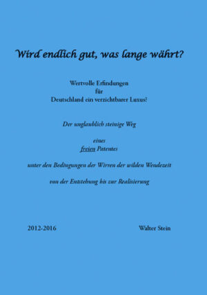 Es handelt sich bei meinem Buch z. T. um eine Autobiographie. Vordergründig aber geht es um den skandalösen und unglaublich steinigen Entwicklungsweg meines weltbewegenden freien Patentes Fahrrad-Nabengetriebe, mit dem ich zur Bewahrung der Bewohnbarkeit unseres Planeten beitragen will, unter den Bedingungen einer erfindungsfeindlichen Deutschen Gesetzgebung und Politik von der Entstehung bis zur Realisierung. Es wird auch beschrieben, wie eng die Zusammenhänge zwischen Politik und meinem Beruf als Ingenieur und Erfinder während der Wirren der wilden Wendezeit waren und wie mich nur mein unerschütterlicher Kampfgeist, mein unglaubliches Durchhaltevermögen und mein leidenschaftlicher Berufsenthusiasmus vor der totalen Verzweiflung bewahrt haben, nachdem mein Patent bereits 23 Jahre durch eine erfindungsfeindliche deutsche Politik nur behindert wurde. Mit meinem Buch will ich einerseits anderen Erfindern helfen, Fehler zu vermeiden, die ich gemacht habe