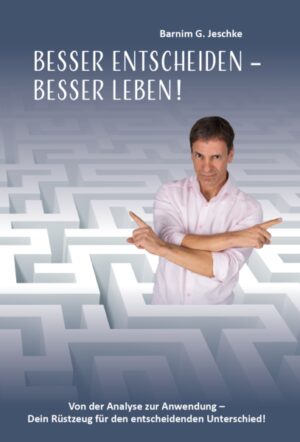 Besser entscheiden - besser leben! Wir stehen ständig vor und hinter Entscheidungen. Wer wir sind und was wir machen ist die Konsequenz eines sich lebenslang ausformenden Entscheidungsgeflechts. Wie die Stellwerke einer riesigen Gleisanlage bestimmen tagtägliche Entscheidungen den Werdegang unseres Lebens. Und wenn es gut läuft, dann beeinflussen wir den Zufall in unserem Sinne - und somit die Richtung unserer Lebensreise! Doch welche Entscheidungsarten lassen sich unterscheiden? Und welches ist die jeweils passsende Logik für eine ausgewogene Entscheidung? Und inwiefern sollten wir beim Entscheiden auf Verstand oder auf Gefühle hören? Diesen und weiteren grundlegenden Fragestellungen widmet sich dieses Buch. Die anschauliche Vermittlung von Fachinformationen wird illustriert durch zahlreiche Beispiele und Check-Listen - und führt vom Verstehen direkt in die Anwendung! Was? Du kannst Dich nicht so recht entscheiden, ob derartige Erkenntnisse für Dich Sinn macht oder nicht? Dann ist dieses hier genau die richtige Lektüre für Dich! Barnim G. Jeschke Professor, Wissenschaftler, Unternehmer, Berater, Familienvater, Ironman und Ultra Langstreckenläufer. Wirtschaftsstudium in Berlin, Kiel und New York