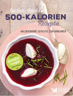 Lecker-leichte 500-Kalorien-Rezepte Bewusste Ernährung mit kalorienarmen Rezepten Sie wollen Ihr Gewicht unter Kontrolle halten, haben aber keine Lust auf eine einseitige Diät, bei der Sie auf bestimmte Dinge verzichten müssen? Dann sollten Sie das neue Kochbuch „Lecker-leichte 500-Kalorien-Rezepte“ in die Hand nehmen. Hier bekommen Sie Anregungen für einfache Rezepte zum Abnehmen, die Sie zwischendurch auf den Tisch bringen können - etwa vor oder nach einer ausgiebigen Mahlzeit, oder wenn Sie das Gefühl haben, dass Sie in letzter Zeit beim Essen etwas „gesündigt“ haben. Sämtliche Gerichte in diesem neuen Kochbuch bleiben unter der Grenze von 500 Kalorien und eignen sich daher bestens für das kalorienarme Kochen. Unter den mehr als 80 Diät-Rezepten finden Sie wie -Ungarische Gulaschsuppe -Hackbällchen-Spieße mit Aprikosensalsa -Lammsteaks provenzalische Art -Ofenlachs mit Kartoffeln und Gemüse -Tiramisu-Eistorte mit Schokoladenlikör Über Suppen und Salate, vegetarische Gerichte sowie Hauptgerichte mit Fisch und Fleisch bis hin zu köstlichen Nachspeisen und Gebäck finden Sie hier kalorienarmen Genuss, der sich schnell und einfach zubereiten lässt. 5 zu 2 Diät mit kalorienarmen Rezepten ohne Jojo-Effekt Um dauerhaft das Gewicht zu reduzieren, ohne dass sich der bei den meisten Diäten gefürchtete Jojo-Effekt einstellt, bietet sich die 5 zu 2 Diät an: Nach zwei Tagen, an denen Sie jeweils nur bis zu 500 Kalorien zu sich nehmen, können Sie wieder alles essen - ohne Einschränkungen. Die Ergebnisse sind verblüffend: Man verliert Gewicht, ist motiviert und weniger gestresst wie bei vielen anderen Diäten. Darüberhinaus haben Wissenschaftler herausgefunden, dass die 5 zu 2 Methode das Risiko von Diabetes und Herzerkrankungen verringern kann. Gesunde Schlemmerküche trotz kalorienarmer Rezepte Das Gewicht zu halten und trotz Abnehm-Rezepten satt zu werden, ist ganz einfach. Dafür sorgen die leckeren Gerichte unter 500 Kalorien, die reich an Ballaststoffen sind und dafür sorgen, dass es nicht zu den bei Diäten häufigen Heißhunger-Attacken kommt. Aber auch der Genussfaktor kommt bei der 5 zu 2 Diät nicht zu kurz, denn auch auf überraschend kalorienarme süße Köstlichkeiten wie Heidelbeer-Trifle mit Schokostreuseln oder Schokoladenmousse mit Sahne muss nicht verzichtet werden. Probieren Sie die Rezepte unter 500 Kalorien einfach aus und Sie werden sehen: Es lohnt sich!