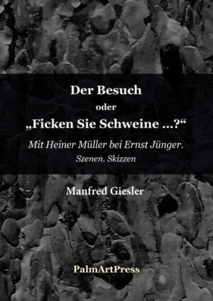 „Der Besuch war schon mehrfach erwogen und immer wieder verworfen worden. Einige Gläser im Café MORA in Berlin Kreuzberg (laut Karte: Müller Whisky, ein Drittel Glenfiddich, zwei Drittel Wasser), und ein neuer Anlauf war beschlossen. Wer diesmal den Anstoß gab, Ernst Jünger besuchen zu wollen, weiß ich nicht mehr