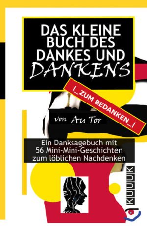 Ein Buch wie kein anderes! Ja, davon ist hier die Rede. Und vom Dank. Es gibt so viele gute, feine, redliche, freundliche, ehrliche, fröhliche, tolle und natürlich auch hilfsbereite Menschen, in all dieser Welt von doch einiger Bitterkeit und etlichen Bösitäten, sodass man denen ... den eher Guten (100 % gut, das schafft jedoch keiner) mal ein Buch des Dankes oder Danksagens schenken müsste, schenken sollte, schenken könnte. Auch eines der immerzu ganz neuen Fragen. Dachte sich Au Tor. Und so war es dann entstanden. Hier ist es! Mit wundersamen und kürzesten Nachdenk-Geschichten für alle eher Besseren. Die etwas besseren Menschen. Dieses Buch soll, ja, muss verschenkt werden.