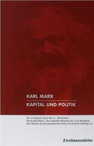 Wir haben die Hauptwerke der marxschen Wirtschafts- und Gesellschaftstheorie zu einem kompakten Reader zusammengestellt: Das Manifest der Kommunistischen Partei. Der achtzehnte Brumaire des Louis Bonaparte, Das Kapital Band 1, Die Einleitung zu den Grundrissen der Ökonomie u.a. „‚Der 18. Brumaire‘ ist immer noch die klügste Erklärung über das Wie und Wann von Revolutionen. ‚Das Kommunistische Manifest‘ ist das Beste, was je über die Globalisierung gesagt wurde“ (Josef Joffe, Herausgeber der Zeit). Mit einem Vorwort von Lisa Nienhaus. 1.316 Seiten. Broschur. Nur bei uns.