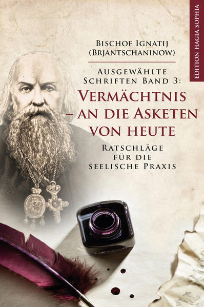 Der vorliegende dritte Band unserer Reihe „Ausgewählter Schriften des heiligen Ignatij“ enthält sein bekanntestes Werk: „An die Asketen von heute“ (1861) ist eine Gesamtschau aller Aspekte der christlichen Askese, errichtet auf dem Fundament der patristischen Lehre, dabei aber stets mit Blick auf die Randbedingungen, unter denen monastisches und asketisches Leben sich in unserer Zeit entfalten muss. Der heilige Ignatij schöpft dabei tief aus seiner eigenen Erfahrung als Mönch und Klostervorsteher. Er bezeichnet seine Schrift selbst als „Vermächtnis“ und teilt sein wertvolles Erfahrungswissen, um jungen Asketen den schmalen Pfad des geistlichen Aufstiegs zu weisen und Irrwege möglichst zu ersparen. Weitere geplante Bände dieser Edition werden sich der Vita und den Briefen des heiligen Ignatij sowie seiner Lehre über das Herzensgebet widmen. Auf der Website Ignatij.de finden Sie dazu weitere Informationen. Möge der heilige Ignatij unser Werk segnen! "Dem Ende meines irdischen Wandels nahe, hielt ich es für meine Pflicht, ein geistliches Vermächtnis über jene Gnadengaben des Geistes zu erstellen, mit denen Gottes Hand mich so reich gesegnet hat. Vermächtnis nenne ich mein Wort der Anleitung zur Errettung der Seele: Wer sich daran macht, seine Anweisungen in die Tat umzusetzen, wird zum Erben dieser geistlichen Schätze. Ich möchte dieses Vermächtnis den geliebten Altvätern und Mitbrüdern zum Geschenk machen, den Asketen unserer heutigen Zeit. Ich nenne das Mönchtum einen geistlichen Schatz, der alle anderen Güter einschließt und umfasst und zu dem ich seit Kindestagen wundersam und unbeschreiblich gnadenreich berufen bin. Es war mir nicht beschieden, mein Leben der Eitelkeit und dem Verderben zu weihen! Ich wurde vom breiten Weg, der in den ewigen Tod führt, abgebracht und auf den schmalen und entbehrungsreichen Weg geleitet, der zum Leben führt. Die Bezeichnung Schmaler Weg birgt einen tiefen Sinn: Dieser Weg enthebt aus dem Irdischen, führt heraus aus der Düsternis der Vergänglichkeit, hinauf zum Himmel, ins Paradies, zu Gott. Dieser Weg stellt uns vor Sein Antlitz, in das unvergängliche Licht zur ewigen Seligkeit. … Mit gutem Recht kann ich dieses Werk als mein mystisches Bekenntnis bezeichnen. Lang hat meine Seele gewohnt in der Fremde (Ps 119,6), ohne den wahren Hafen zu finden, ob in meinem Innern oder draußen. … In diesem Zustand erhebe ich meine Stimme zu den Vätern und Mitbrüdern, eine Stimme fürsorglicher Warnung. So tut es ein Reisender, der viele Bedrängnisse auf dem Weg seiner langen und gefährlichen Reise erduldet hat! Seine Aufzeichnungen sind ein wertvoller Schatz, den er nun jenen übergibt, die eine ähnliche Reise beabsichtigen oder sich bereits auf den Weg gemacht haben, ohne diesen Weg zu kennen oder mit nur einem oberflächlichen, aus veralteten Wegbeschreibungen geschöpften Wissen davon." Bischof Ignatij