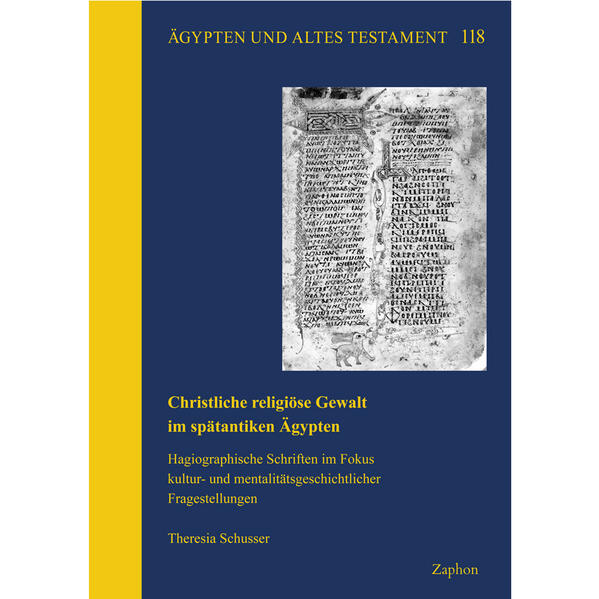 Christlich-religiöse Gewalt ist in der Geisteswissenschaft seit den Thesen Jean-Jacques Rousseaus zur religiösen Intoleranz der christlich-monotheistischen Geisteshaltung und den Aussagen Edward Gibbons zum „intolerant zeal of the Christians“ immer wieder Gegenstand von historischen Forschungen. Theresia Schussers Studie reiht sich ein in die verstärkte Beschäftigung der Altertumswissenschaften mit der Gewaltforschung, insbesondere den Studien und Forschungsprojekte zur religiösen Gewalt in der Spätantike. Im Rahmen der Untersuchung der durch Christen ausgeübten religiösen Gewalt des 5.-7. Jahrhunderts werden drei koptische hagiographische Schriften im Hinblick auf ihre Darstellung gewalttätiger Konflikte in den Blick genommen und vor dem Hintergrund der „Sozialen Identitätstheorie“ der Sozialpsychologie eingehend erörtert: Im Panegyrikos auf Makarios von Tkōou handelte es sich um eine Kultbeendigung mit Tempelzerstörung und den Tod des Heiligen im Zuge einer binnenkirchlichen Auseinandersetzung. In der Vita des Samuel von Kalamōn wurde der miaphysitische Heilige als zweimaliger Märtyrer, der knapp überlebte, als Opfer christlicher melkitischer Gewalt präsentiert. Die Vita des Moses von Abydos hingegen berichtete von zwei interreligiösen Konfliktsituationen-einer Tempelzerstörung und dem Exorzismus der dämonisierten Gottheit Bes-und verhandelte binnenkirchliche Konflikte nur am Rande.