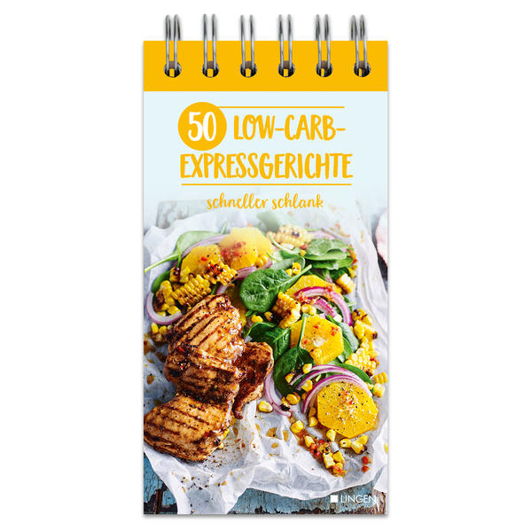 Schneller schlank! Einer den jüngeren Ernährungstrends ist eine kohlenhydratarme Ernährung, bekannt unter dem Schlagwort „Low Carb“. Wenn Sie sich entschieden haben, es einmal mit weniger Kohlenhydrate zu versuchen, finden Sie in diesem Rezeptblock schnelle und unkomplizierte Mahlzeiten mit wenig Kohlenhydraten. Hier kommen 50 neue Rezeptideen für die Low-Carb-Küche. Perfekt für Berufstätige: 50 schnelle und leckere Rezepte mit wenig Kohlenhydraten für jeden Geschmack. Zum gesunden Abnehmen im stressigen Alltag. Mit Angaben der Zubereitungszeit und Nährwerttabellen zu jedem Rezept. Alle Zutaten auf der Vorderseite und die Anleitung der Zubereitung auf der Rückseite der Rezeptkarten. Aufstellbarer Rezeptblock: praktisch für die Arbeitsfläche in der Küche. Der integrierte Aufsteller mit Ringbindung vereinfacht das Lesen und Nachsehen während des Kochens. Herauslösbare Rezeptblätter: Bei Bedarf können die Rezeptblätter dem Block ganz einfach entnommen und wieder einsortiert werden. Praktisch beim Einkauf der Zutaten. Der Umwelt zuliebe auf FSC zertifizierten Papier gedruckt. Das Papier ist beschichtet und dadurch besonders gut abwischbar und reißfest.