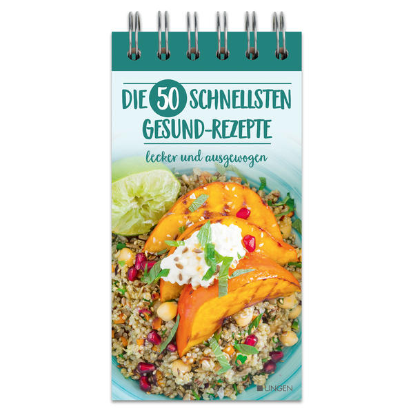 Schnelle und gesunde Rezepte! Sie sind berufstätig, viel unterwegs und wollen trotzdem nicht auf frisch gekochtes Essen verzichten? Für alle, die sich gesund ernähren wollen, aber wenig Zeit haben, finde in diesem handlichen Rezeptblock ganz bestimmt neue schnelle Lieblingsrezepte. Die Gerichte sind reich an Nährstoffen, einfach zubereitet und schmecken auch noch köstlich. Perfekt für gesundheitsbewusste Berufstätige: 50 gesunde Rezepte, die wenig Zeit in der Zubereitung benötigen. Mit Angaben der Zubereitungszeit und Nährwerttabellen zu jedem Rezept. Alle Zutaten auf der Vorderseite und die Anleitung der Zubereitung auf der Rückseite der Rezeptkarten. Aufstellbarer Rezeptblock: praktisch für die Arbeitsfläche in der Küche. Der integrierte Aufsteller mit Ringbindung vereinfacht das Lesen und Nachsehen während des Kochens. Herauslösbare Rezeptblätter: Bei Bedarf können die Rezeptblätter dem Block ganz einfach entnommen und wieder einsortiert werden. Praktisch beim Einkauf der Zutaten. Der Umwelt zuliebe auf FSC zertifizierten Papier gedruckt. Das Papier ist beschichtet und dadurch besonders gut abwischbar und reißfest.