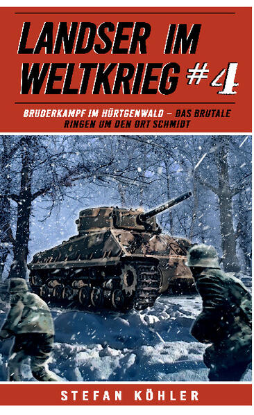 Der vorliegende Band „Bruderkampf im Hürtgenwald” beschreibt das brutale Ringen um das Örtchen Schmidt im Winter 1944/1945 aus deutscher und US-amerikanischer Perspektive. Erleben Sie, wie beide Seiten erbittert um jedes Haus und jeden Straßenzug kämpfen, als plötzlich ein Funke Menschlichkeit in diesen Wahnsinn der letzten Kriegsmonate einzieht … Erleben Sie, wie die gnadenlose Schlacht im Hürtgenwald den beteiligten Soldaten alles abverlangt. Bei dem Buch handelt es sich um eine Neuauflage von Stefan Köhlers „Bruderkampf im Hürtgenwald“. Über die Reihe „Landser im Weltkrieg“ „Landser im Weltkrieg“ erzählt fiktionale Geschichten vor historischem Hintergrund realer Schlachten und Ereignisse im Zweiten Weltkrieg. Im Zentrum stehen die Erlebnisse deutscher Landser fernab der großen Strategien am grünen Tisch.