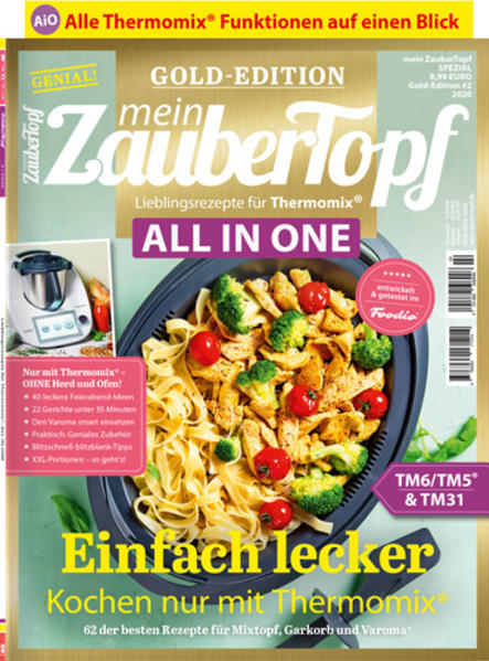 Die Highlights: Schnelle Lunchrezepte in unter 35 Minuten XXL-Portionen für die ganze Familie so geht s Desserts blitzschnell geniale Ideen Varoma®, Garkorb und Mixtopf smart einsetzen EXTRA: Sammelkarte mit allen Funktionen des Thermomix® Mache dir das Kochen so einfach wie nie zusammen mit deinem Thermomix® und unseren gelingsicheren Rezepten. Viel Spaß beim Mixen und Genießen wünscht das Team von mein ZauberTopf 62 Rezepte/ 144 Seiten 1 Extra-Sammelkarte Kompaktes Kochbuchformat