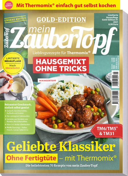 Einfacher geht’s nicht: So gelingen dir Marmelade, Sirup, Likör, Pesto und Gewürzpaste garantiert! In der neuen mein ZauberTopf GOLD-EDITION „Einmachen” findest du die 61 beliebtesten Rezepte von mein ZauberTopf. Konfitüre, Gelee, Chutney oder Tomatensoße: In dieser Ausgabe findest du die besten Rezepte, um aus frischem Obst und Gemüse köstliche Leckereien auf Vorrat einzukochen! Extra wertvoll: In unseren Ratgeber erklären wir die wichtigsten Handgriffe des Einmachens und geben dir wichtige Tipps, wie deine selbst gemachten Köstlichkeiten besonders lang haltbar bleiben.