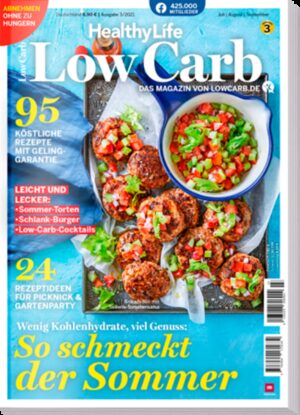 Lecker und leicht: In der neuen Ausgabe der HealthyLife LOW CARB erwarten Sie 95 neue Low-Carb-Rezepte für den Sommer! Kein Gericht liefert mehr als 25 Gramm Kohlenhydrate pro Portion und für jeden Geschmack ist etwas dabei. Freuen Sie sich auf neue Low-Carb-Frühstücksrezepte, vegetarische Blitzgerichte und würzige Sattmacher mit Fisch und Fleisch. Außerdem gehen wir auf eine kulinarische Reise in die beliebtesten Urlaubsländer - und servieren typische Gerichte aus Italien, Spanien & Co. Dazu gibt es köstliches Fingerfood und kühle Drinks für ein entspanntes Gartenfest, süße Sommertorten und als erfrischendes Low-Carb-Eis. Außerdem: Ein 31-Tage-Plan zum Abnehmen mit vier Rezepten für jeden Tag und jede Menge Tipps der Low-Carb-Experten. Jetzt neu: HealthyLife LOW CARB Ausgabe 3-21 ist ab sofort im Onlineshop, als Einzelheftbestellung, im Abo und natürlich überall im Handel erhältlich. Sichern Sie sich jetzt sofort Ihr persönliches Exemplar der neuen HealthyLife LOW CARB und beginnen Sie noch heute damit, einfach gesünder zu leben. Bestellen Sie HealthyLife LOW CARB direkt hier oder sichern Sie sich die neue Ausgabe als PDF-Sofort-Download! Wir wünschen Ihnen einen genussvollen Sommer! Ihr Team der HealthyLife LOW CARB