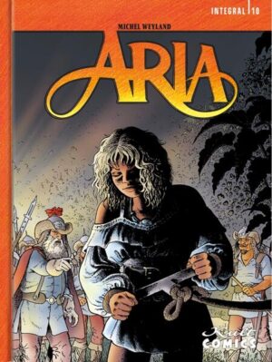 Der 10. Band von Aria enthält: Aria 37: Bringt die Angeklagte zum Schweigen Die erschöpfte Kartzy, die ständig von ihrem Mann geprügelt wird, tötet ihn schließlich in Notwehr. Aber ihr Mann war ein unantastbarer, hoher Richter und die Justiz gewährt ihr keine Gnade, keine mildernden Umstände. Außerdem ist sie nicht berechtigt, sich durch einen Anwalt vertreten zu lassen. Im Wissen, zum Tode verurteilt zu sein, flüchtet sie in den Busch. Es ist ein Kopfgeld auf sie ausgesetzt, Soldaten machen sich auf die Suche nach ihr und treffen auf Aria, die dem Phantombild entspricht. Sie mag protestieren, aber eine freie Blondine, die allein in der Natur herumtollt, bestärkt ihre Überzeugung, dass sie tatsächlich Kartzy ist. Sie wird kurzerhand gefasst. Aber der Weg zum Gericht ist lang, und Aria ist nicht der Typ, der aufgibt. Der siebenunddreißigste Band der Reihe befasst sich mit dem widersprüchlichen Sujet einer misshandelten Frau, die zur Mörderin ihres Peinigers wurde. Aria wird einen noch schwierigeren Kampf führen müssen als die vorherigen: Sich von einem von und für Männern geschaffenen Rechtssystem zu befreien, in dem die Frau keinerlei Rechte hat. Aria 38: Der Thron des Teufels Bis zu den Toren der Hölle wird Arias Schicksal sie führen. Um sie herum verlassen viele junge Menschen ihre Familien, um in Zarkie, dem Nachbarland, zu kämpfen. An einem Abend, den sie mit ihrer Familie in einer Taverne verbringt, kreuzt sich Arias Weg mit einem von ihnen, Fieber, einem schüchternen Kellner, der von seiner Vergangenheit gezeichnet ist. Sie treffen sich am Abend wieder, während einer Veranstaltung über Rittertum, bei der es darum geht, eine Elite von Kämpfern zu Rittern zu formen, die Ritter des Kosmos. Wenn sie den Tyrannen von Tzarkie gestürzt haben, werden ihnen Ehrungen und der Ritterstatus eine strahlende Zukunft sichern. Sowohl die jungen Kandidaten als auch Fieber sind begeistert von der Idee, ihr Leben zu verändern. Aber Aria entdeckt dunkle Stellen in der Rede, es riecht nach Betrug. Die örtlichen Behörden stellen sich ebenfalls taub, also beschließt Aria, ihre eigenen Ermittlungen durchzuführen, indem sie diesen Ritterorden infiltriert… Eine Möglichkeit, Fieber zu begleiten in ein Abenteuer, das über sie hinausgeht. Im Band 38 wird Aria mit Indoktrination und Sklaverei konfrontiert. Gegenüber dieser menschlichen Ausbeutung kann sie auf ihre Talente als Kriegerin und Kämpferin zählen, aber ebenfalls auf rechtzeitige Hilfe innerhalb des Systems. Aria 39: Rettende Flammen Nach ihrem anstrengenden Abenteuer in der Hölle, in der Mine des Teufels, versucht Aria sich zu erholen. Diese Mine verursachte bei den Arbeitern seltsame Halluzinationen, folterte sie und tötete sie langsam. Doch seit sie sich vor fünf Tagen vom Thron des Teufels befreit hat, leidet Aria unter einem alarmierenden Husten. Von seltsamen und beängstigenden Wahnvorstellungen heimgesucht, beschließt sie, sich mit dem Medaillon ihrer Mutter zu schützen. Damit beginnt für sie ein Wettlauf gegen die Zeit. Eingetaucht in eine parallele und wahnsinnige Welt, wird sie versuchen, ein Heilmittel gegen dieses Übel zu finden, das sie nach und nach töten wird, während Fieber und Sacham versuchen, Heiler zu finden, die dieser Aufgabe gewachsen sind… In diesem 39. Band, steht Aria vor einem sehr aktuellen Problem: Krankheit aufgrund von Umweltverschmutzung und unzerstörbarem Abfall. Aria 40: Reisebericht Aria hat Dutzende Abenteuer erlebt. Und versteckt in seinen Schriften, brachte Michel Weyland Skizzenbücher von seinen Abenteuern sowie weitere Anekdoten mit. In diesem finalen Werk gewährt uns der Autor einen Blick hinter die Kulissen, mit Zeichnungen in »couleurs directes« (Die Zeichnungen werden aquarellartig, direkt eingefärbt und nicht am Computer). Begegnen wir so dem blutrünstigen Galbec, der mysteriösen Arcane, den Elflingen, der Kriegerin Orsalne, Sacham, Arias Sohn mit seiner Macht von Aquarius und weiteren erstaunlichen Figuren und beeindruckenden Geschöpfen… Vieles um die Abenteuer der unbezwingbaren Aria wieder zu entdecken, aus einem anderen Blickwinkel, dem ihres Schöpfers. Neben den vier letzten Einzelalben, die in deutscher Erstveröffentlichung erscheinen, enthält dieser Band drei im Spirou- Magazin erschienene Kurzgeschichten aus den Jahren 1982 bis 1987, die für diese Veröffentlichung neu koloriert wurden. Als Schmankerl, den 1988 in der Anthologie Parodies 2 erschienenen Zweiseiter »Alia« sowie erhellende Anekdoten und reichhaltiges Skizzenmaterial.