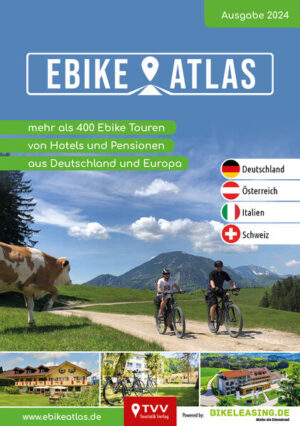 Der neue eBike Atlas enthält über 300 E-Bike Touren aus Deutschland, Österreich, Italien und der Schweiz. Zu jeder Tour gibt es eine Karte und die Eckdaten der Tour, außerdem werden die Tourhighlights genannt. Die Empfehlung für das passende Hotel als möglicher Ausgangspunkt darf natürlich auch nicht fehlen. Der Atlas ist interaktiv, jede Tour lässt sich einfach per Scan im Smartphone öffnen inkl. Weitergabe an die Navigations-App. ✓ Kartenmaterial mit eingezeichneter Route ✓ praktische Hinweise zur Streckenlänge, Charakteristik, Länge Scheitelhöhe, Steigung und Wintersperren ✓ Highlights und beliebte Attraktionen am Wegesrand