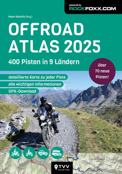 Unser erfolgreicher Offroad Atlas erscheint nun in seiner zweiten Auflage und hat sich bereits als Klassiker etabliert! Jetzt werden über 400 Offroad-Pisten mit wichtigen Informationen, Kurzbeschreibungen und Bildern vorgestellt. Auf vielfachen Wunsch hin gibt es nun auch Angaben zur Eignung für verschiedene Fahrzeugklassen. Die Features und Länder im Überblick:  * Mehr als 400 Pisten * Über 150 neue und aktualisierte Pisten in dieser Ausgabe * Zu jeder Offroad-Strecke gibt es eine Karte * Detaillierte und informative Streckenbeschreibungen * Neu: Eignungsklassifizierung nach Fahrzeugtypen * Angaben zu Schwierigkeitsgrad und Höhenprofil jeder Piste * Teilweise Fotos zu den einzelnen Strecken * GPX-Tracks für jede Offroad-Piste, einfach per QR-Code herunterladbar Entdecke Pisten in folgenden Ländern: * Deutschland * Österreich * Slowenien * Kroatien * Montenegro * Albanien * Italien (Norditalien) * Frankreich (Westalpen und Pyrenäen) * Spanien (Pyrenäen und Nordspanien) Es gibt viele Offroad-Pisten in Europa, die legal befahrbar sind. Ob mit der Reiseenduro, dem Geländewagen oder dem Expeditions-Mobil: In unserem Offroad Atlas findet ihr garantiert die passende Offroad-Strecke für eure individuellen Touren. Unsere Moto-Scouts haben die interessantesten Offroad-Strecken in Europa für euch getestet und natürlich auch getrackt. Wenn ihr für eure nächste Offroad-Tour nach spannenden Routen und landschaftlichen Highlights sucht, werdet ihr in unserem Offroad Atlas fündig. Der Offroad Atlas ist interaktiv! Interaktiv in diesem Atlas ist der integrierte QR-Code für jede Tour, der direkten Zugriff auf GPX-Daten ermöglicht. So können Tracks einfach heruntergeladen, nachgefahren und sogar mit eigenen Kommentaren versehen werden. Außerdem bietet der Atlas so eine interaktive Plattform, auf der sich Offroader über ihre Erfahrungen austauschen und Tipps von anderen Reisenden nutzen können. Aktuelle Infos über Pistenverhältnisse oder neue Sperrungen können so ausgetauscht werden. Alle GPX-Tracks der Pisten lassen sich alternativ auch unter www.offroadatlas.de kostenlos fürs Navigationsgerät herunterladen. Einfach die Tour-ID im Suchfenster eingeben. WIE KANN ICH DIE GPX-DATEN HERUNTERLADEN? Einfach den QR Code, den jede Streckenbeschreibung in der Infobox enthält, mit dem Smartphone scannen. So gelangt Ihr zum GPX-Download. Alternativ bitte die TOUR-ID, den die jede Streckenbeschreibung unter dem QR Code enthält auf www.offroadatlas.de eingeben. Die GPX-Daten können nur einzeln heruntergeladen werden, eine Datei mit allen GPX-Tracks gesammelt wird nicht angeboten! SIND AUCH PISTEN DES TET ODER ACT ENTHALTEN? Teilweise verläuft der TET und/oder ein ACT auch über Pisten, die im Offroad Atlas enthalten sind. Allerdings geht das Pisten-Angebot im Offroad-Atlas weit über die gemeinsamen Streckenabschnitte hinaus. Andererseits sind nicht alle im TET oder den ACT enthalten Offroad-Passagen im Offroad Atlas beschreiben. Neue Pisten & aktuelle Streckeninfos Wir freuen uns, unseren Offroad-Atlas jährlich mit neuen Inhalten zu bereichern. Ihr, unsere Leser, seid dabei ein wesentlicher Teil des Prozesses. Wir laden Euch herzlich ein, Eure Anregungen und Empfehlungen für Strecken mit uns zu teilen. Wir brauchen Eure Mithilfe! Eure Kommentare, Fotos und wertvollen Tipps zu den Pisten sind für uns von großer Bedeutung. Um den Atlas kontinuierlich zu verbessern und ihn so informativ und nützlich wie möglich zu gestalten, zählt jeder Eurer Beiträge. Nutzt einfach den QR-Code in der Infobox jeder Streckenbeschreibung, den Ihr mit eurem Smartphone scannen könnt. Damit erhaltet Ihr nicht nur Zugang zu den GPX-Daten der jeweiligen Strecke, sondern könnt auch Eure eigenen Erfahrungen mit der Community teilen und von aktuellen Informationen profitieren. Als Alternative könnt Ihr auch die TOUR-ID auf unserer Webseite www.offroadatlas.de eingeben. Eure aktive Beteiligung macht unseren Atlas zu einem lebendigen und wachsenden Projekt.