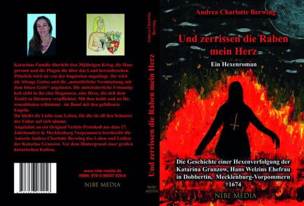 Und zerrissen die Raben mein Herz Katarinas Familie überlebt den 30- jährigen Krieg, die Hungersnot und die Plagen die über das Land hereinbrechen. Plötzlich wird sie von der Inquisition angeklagt. Ihr wird die Absage Gottes und die „unnatürliche Vermischung mit dem bösen Geist“ angelastet. Die mittelalterliche Frömmigkeit sieht in ihr eine Hagazusse, eine Hexe, die sich dem Teufel zu Diensten verpflichtet. Mit ihm buhlt und an Hexensabbaten teilnimmt - im Bund mit den gefallenen Engeln. Ihr bleibt die Liebe zum Leben, für die sie all den Schmerz der Folter auf sich nimmt. Angelehnt an ein Original Verhör- Protokoll aus dem 17. Jahrhundert in Mecklenburg Vorpommern beschreibt die Autorin Andrea Charlotte Berwing das Leben und Leiden der Katarina Granzow. Vor dem Hintergrund einer großen historischen Kulisse.