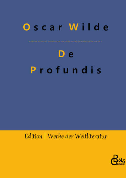 „Oscar Wildes berühmter offener Brief an Lord Alfred Bruce, seinen früheren Freund und Geliebten, während dessen Inhaftierung mit Zwangsarbeit in den Strafanstalten Pentonville, Wandsworth und Reading zwischen 1895 und 1897. Dem Familienvater war seine „Unzucht“ mit männlichen Prostituierten zum Verhängnis geworden - Homosexualität und Ehebruch standen im Vereinigten Königreich seiner Zeit unter Strafe.“ Redaktion Gröls-Verlag (Edition Werke der Weltliteratur)